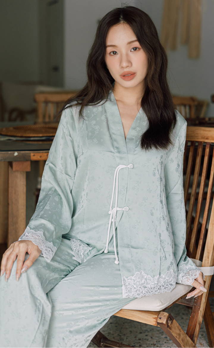 Moonlit • Silk Satin Long Sleeve Pajamas Set