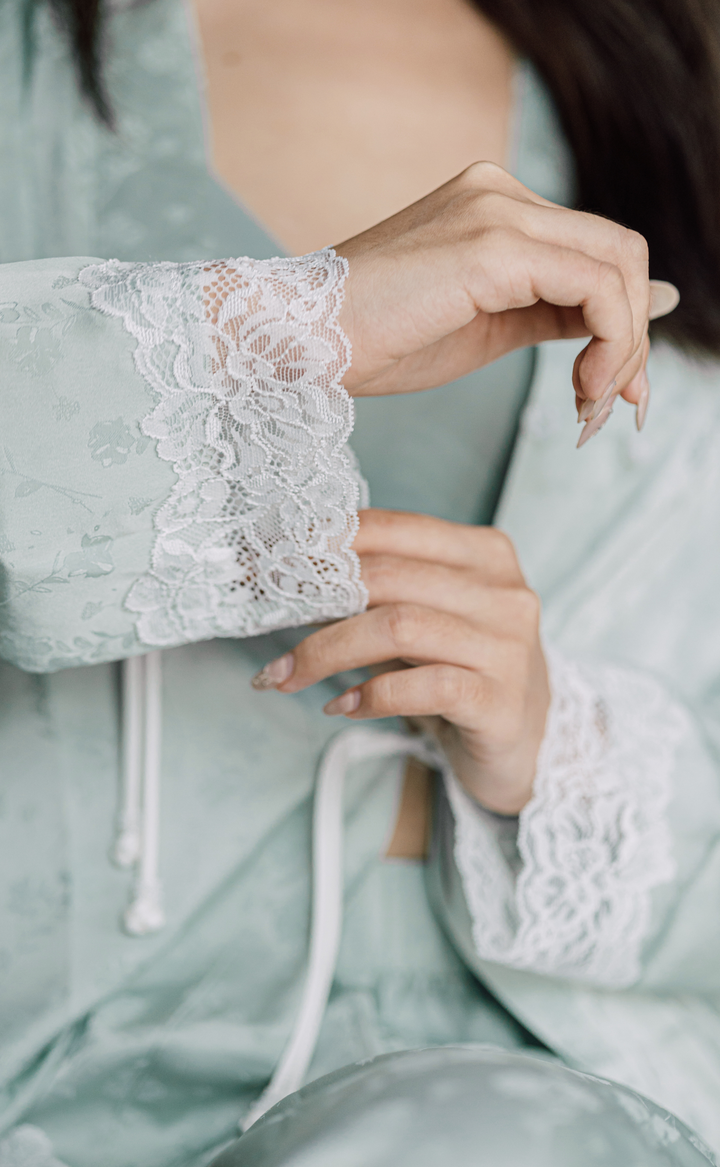 Moonlit • Silk Satin Long Sleeve Pajamas Set