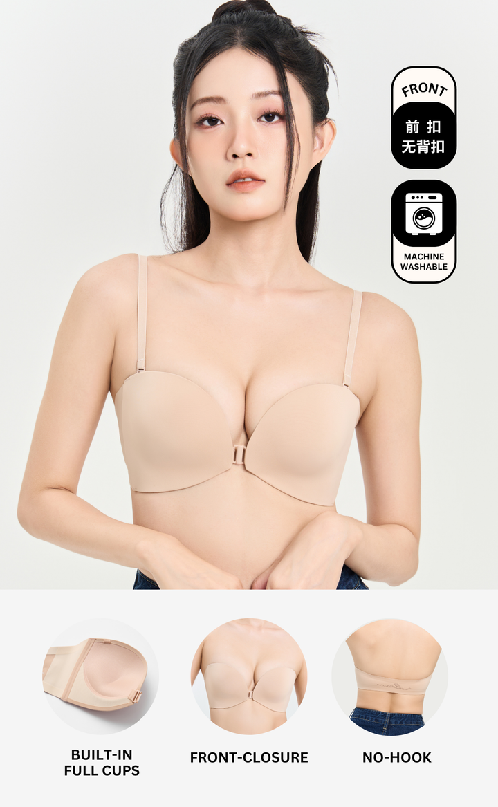 Curvy Clip• Push-Up Seamless Strapless Bra (Front-Closure)