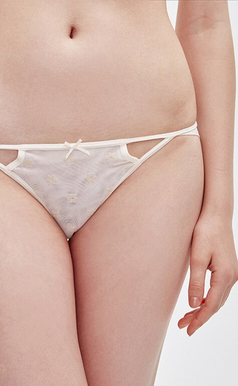 White Wedding • Mid Rise Sexy Mesh High Leg Bikini Panty - Celessa Soft Clothing