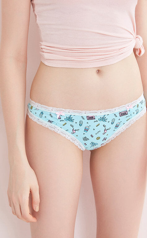Dream Girls • Low Rise Tulle Lace Trim Thong - Celessa Soft Clothing