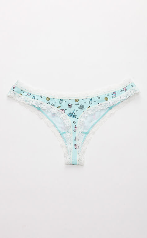 Dream Girls • Low Rise Tulle Lace Trim Thong - Celessa Soft Clothing