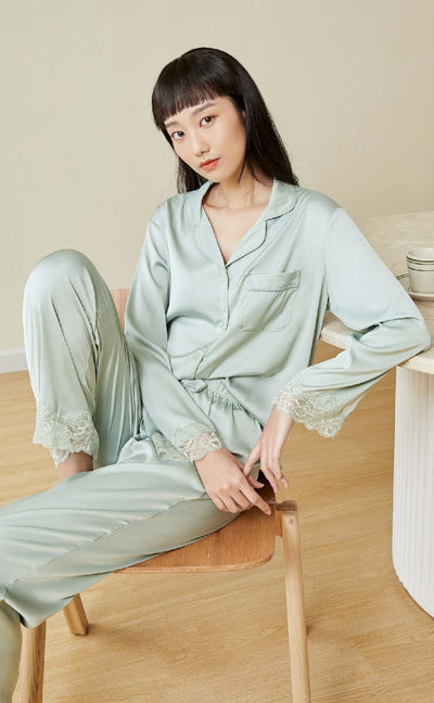 Cozy •  Silk Satin Long Sleeve Pajamas Set